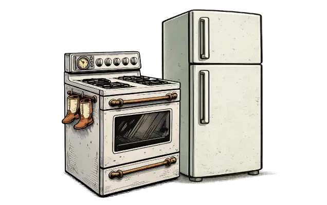 Appliances prepared for removal and disposal.