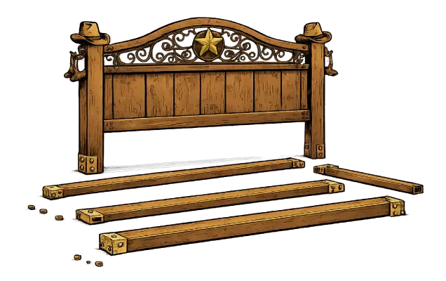 Bed frame prepared for removal and disposal.