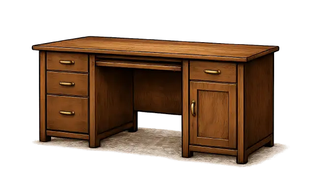 Desk prepared for removal and disposal.