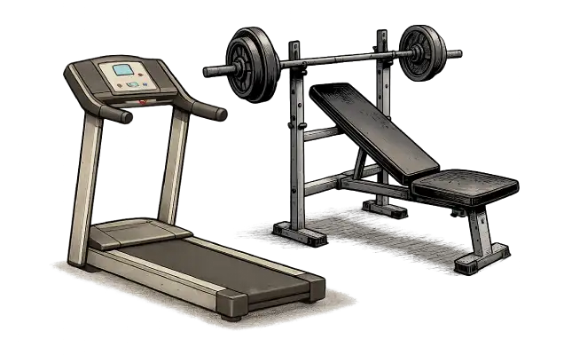 Exercise equipment prepared for removal and disposal.