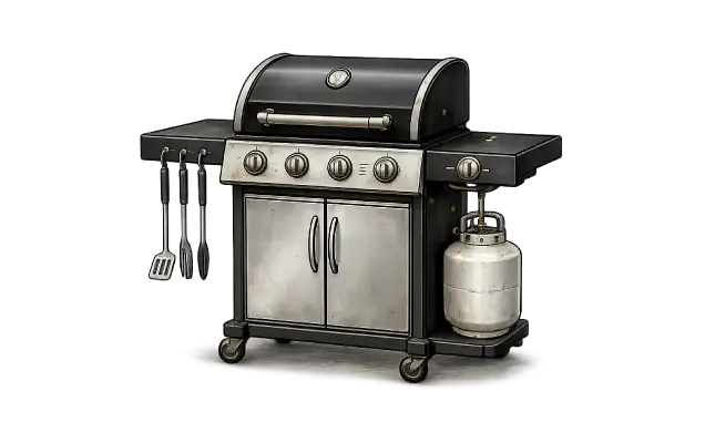 Grill prepared for removal and disposal.