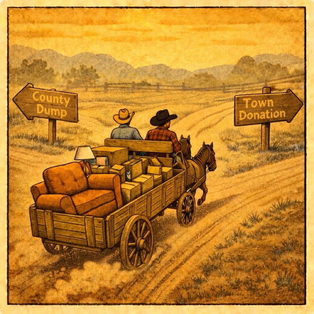 Junk removal service transporting items toward donation for responsible disposal.