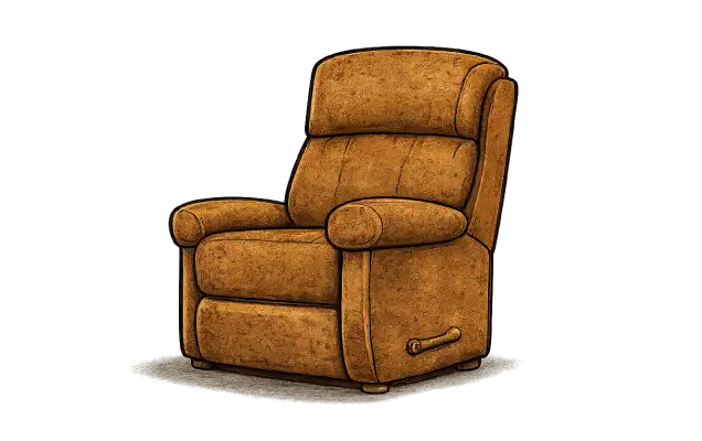 Recliner prepared for removal and disposal.