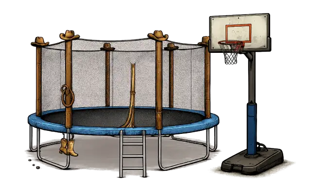 Sports equipment prepared for removal and disposal.